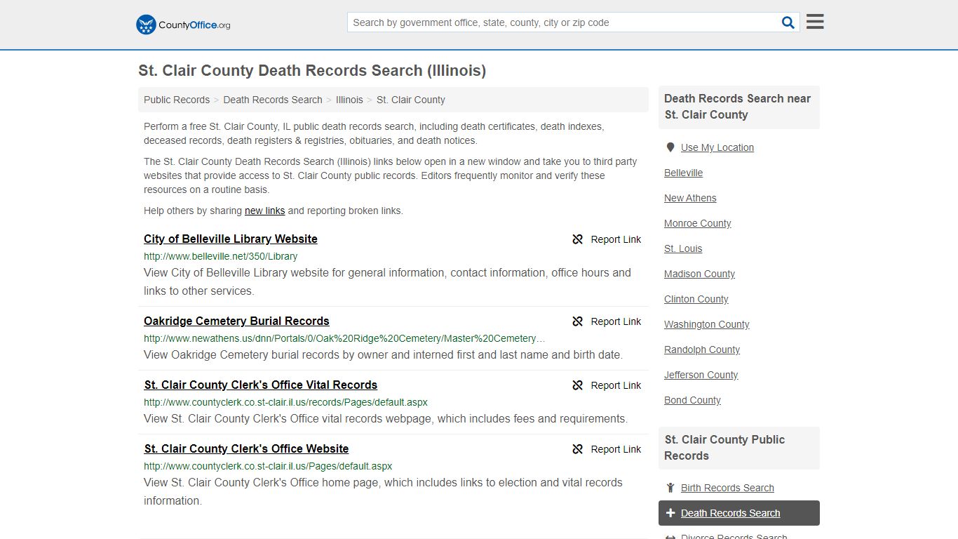 Death Records Search - St. Clair County, IL (Death ...